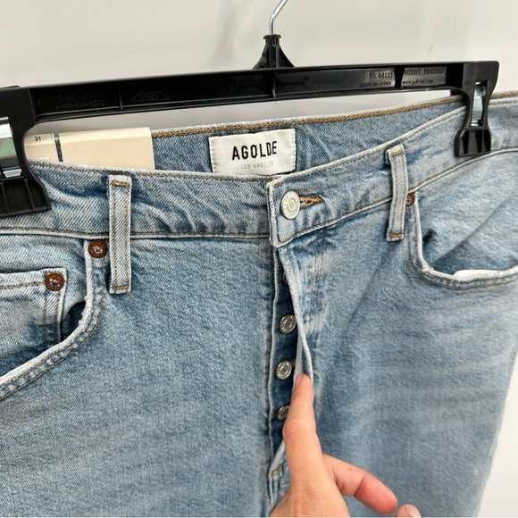 AGOLDE NWT Riley High Rise Straight Crop Denim Jean in Shiver // 31 - Picture 3 of 14